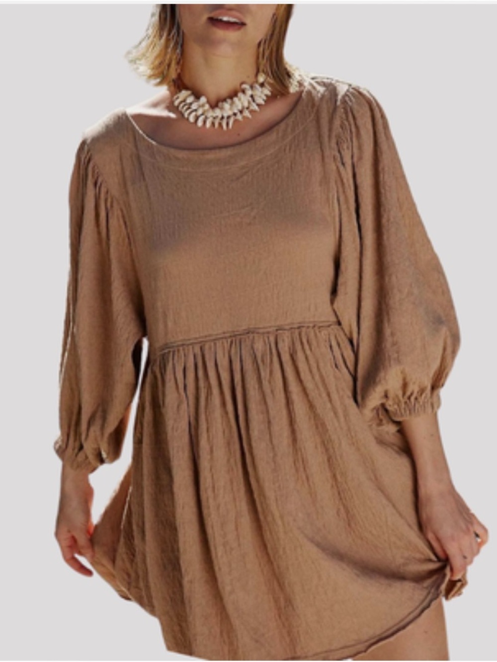 Free People Get Obsessed, 97% Cotton Babydoll Dress in Clay in Size Medium D13 - Picture 3 of 16